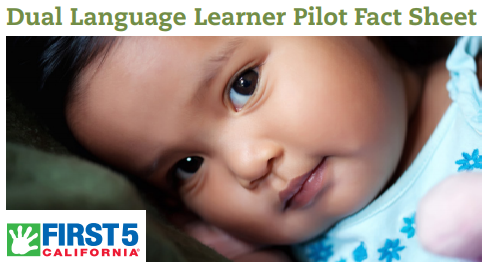 First 5 California Dual Language Learner Pilot Fact Sheet, child laying head on green blanket